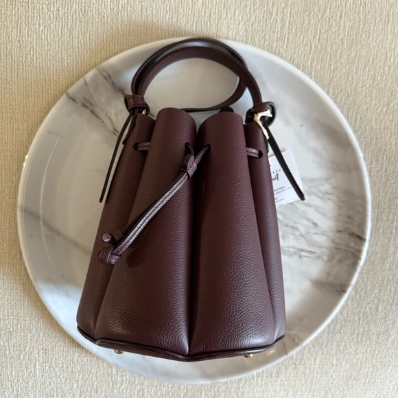 Polene Numero Huit Mini Burgundy Leather Bag - Picture 1 of 8